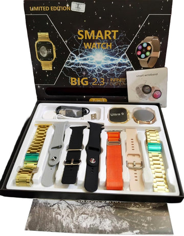 7 in 1 Ultra Gold 24K Edition Smart Watch – Large HD Screen | NFC | Calling | Health Tracker