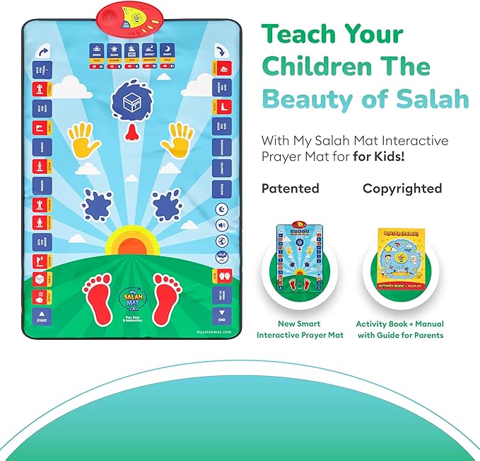 Interactive Salah Prayer Mat for Kids – Educational Islamic Learning Rug with Audio Guidance