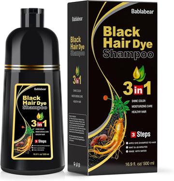3 in 1 Black Hair Dye Shampoo Original –  Long Lasting Natural Black Color – Shine & Moisturizing Care – 500ml